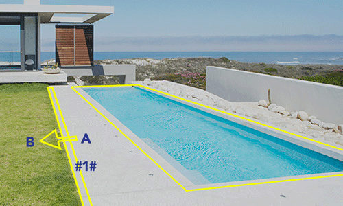 Camera image of outside pool with camera boundaries specified