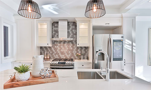 Kitchen scene with lighting