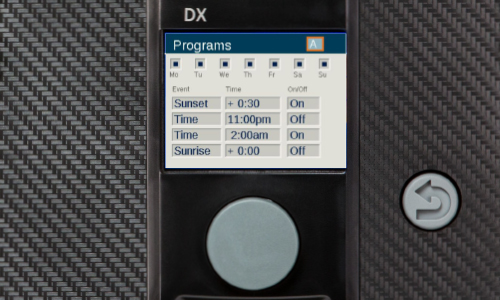 Controller screen displaying programming screen