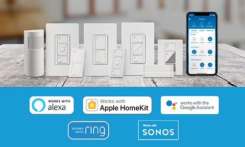 Family view of Lutron products with compatible product logos below them